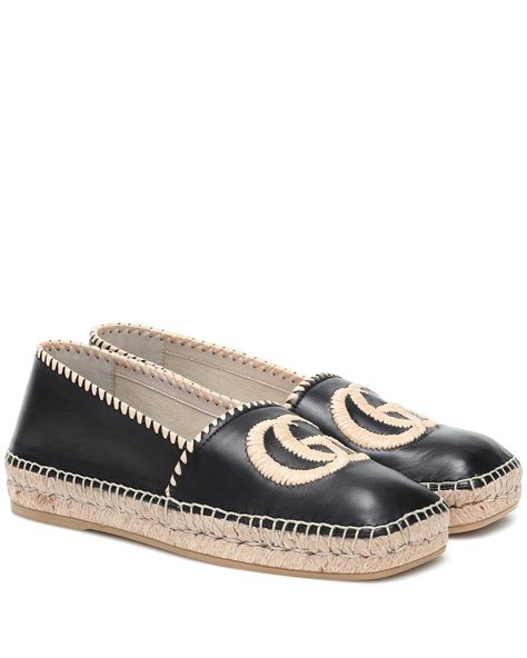 gg leather espadrille in black